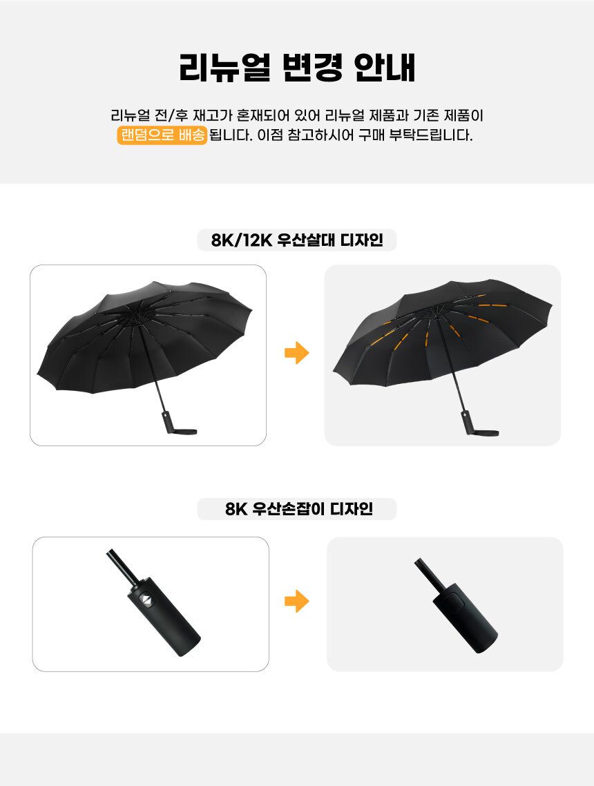 우산 판촉물 - 마카롱 3단자동우산 살대 8k 12k