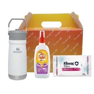 가족안심 3종세트 스탠리 텀블러 플립보틀650ml+한국존슨 모기기피제+크리넥스 안심물티슈 홍보물품제작