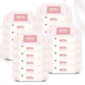 벤 프리미엄 초순수 저자극 엠보싱 물티슈 홍보물품제작 핑크 캡형 70매 75gsm