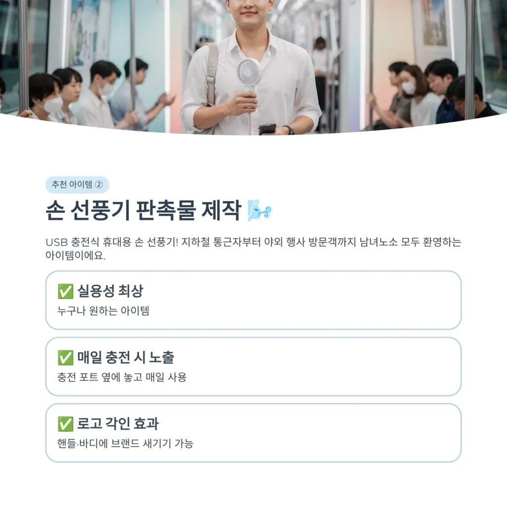 손선풍기 로고인쇄 여름 판촉물 기업 답례품 추천