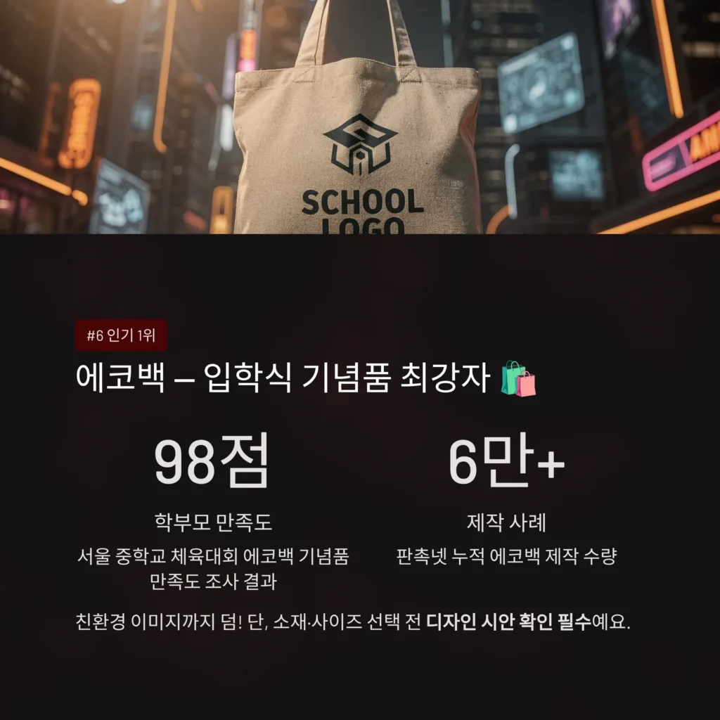 학교 기념품 제작 에코백 주문제자